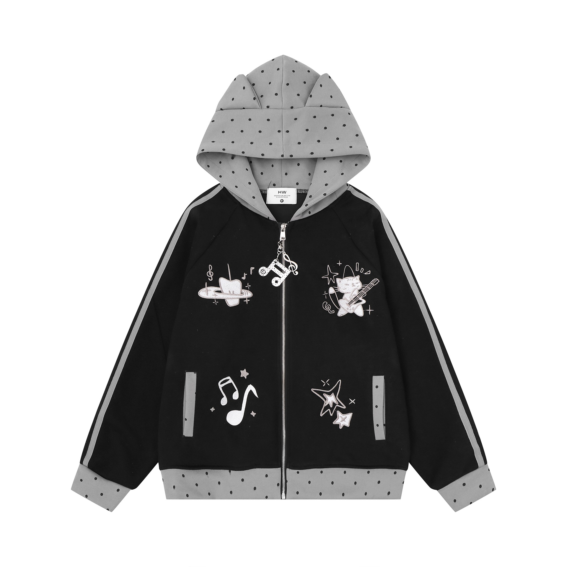 3D zipper cat ear design hoodie — image 7