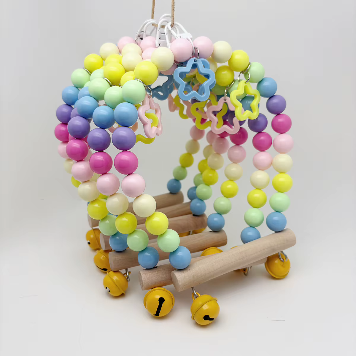 Soporte para jaula de pájaro con columpio de loro, palo colgante, accesorio pequeño para mascotas, percha, entretenimiento, juego, juguete con campana de columpio para pájaro — imagen 3