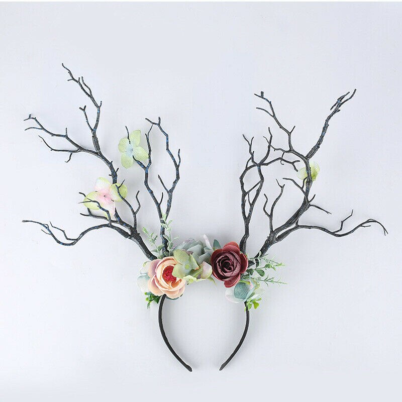 Antleras Góticas de Ciervo con Flores - Cinta para el Cabello de Navidad y Cosplay — imagen 7