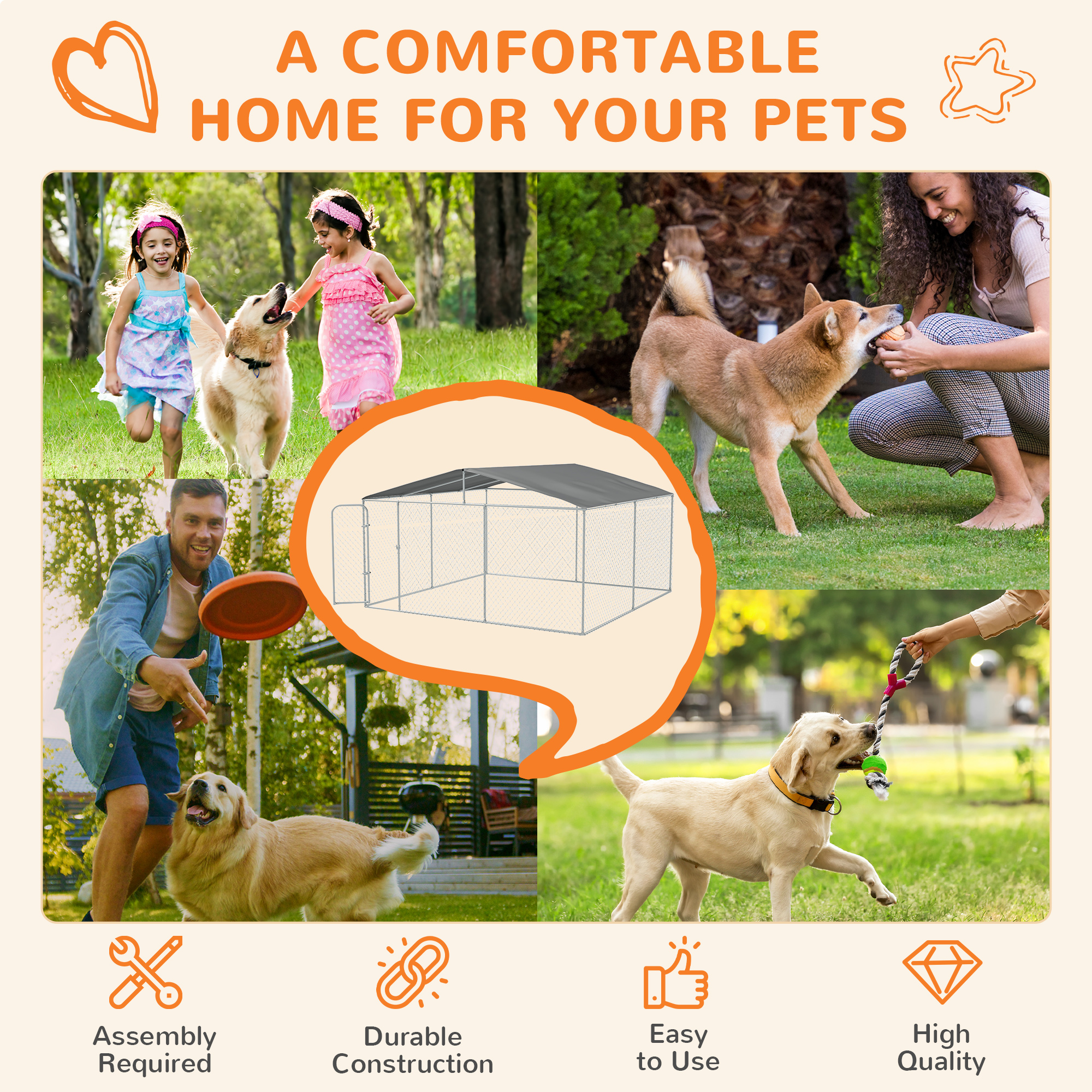 Dog Kennel Outdoor Dog Run w/ Canopy, 13 x 13 x 7.5 — image 5