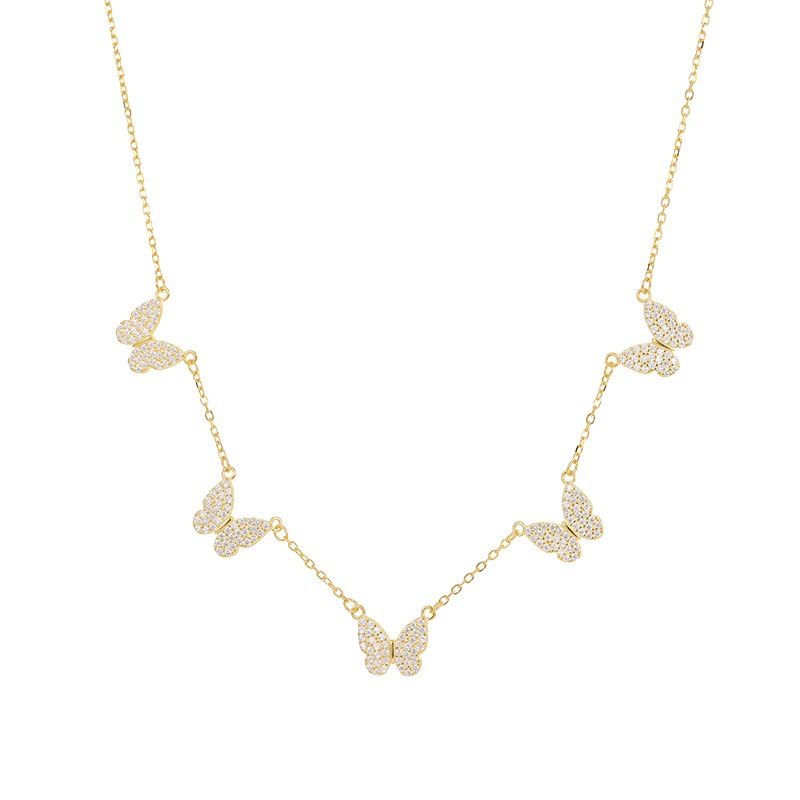 S925 silver personalized butterfly pendant tassel necklace women's cool style bow clavicle chain — image 1