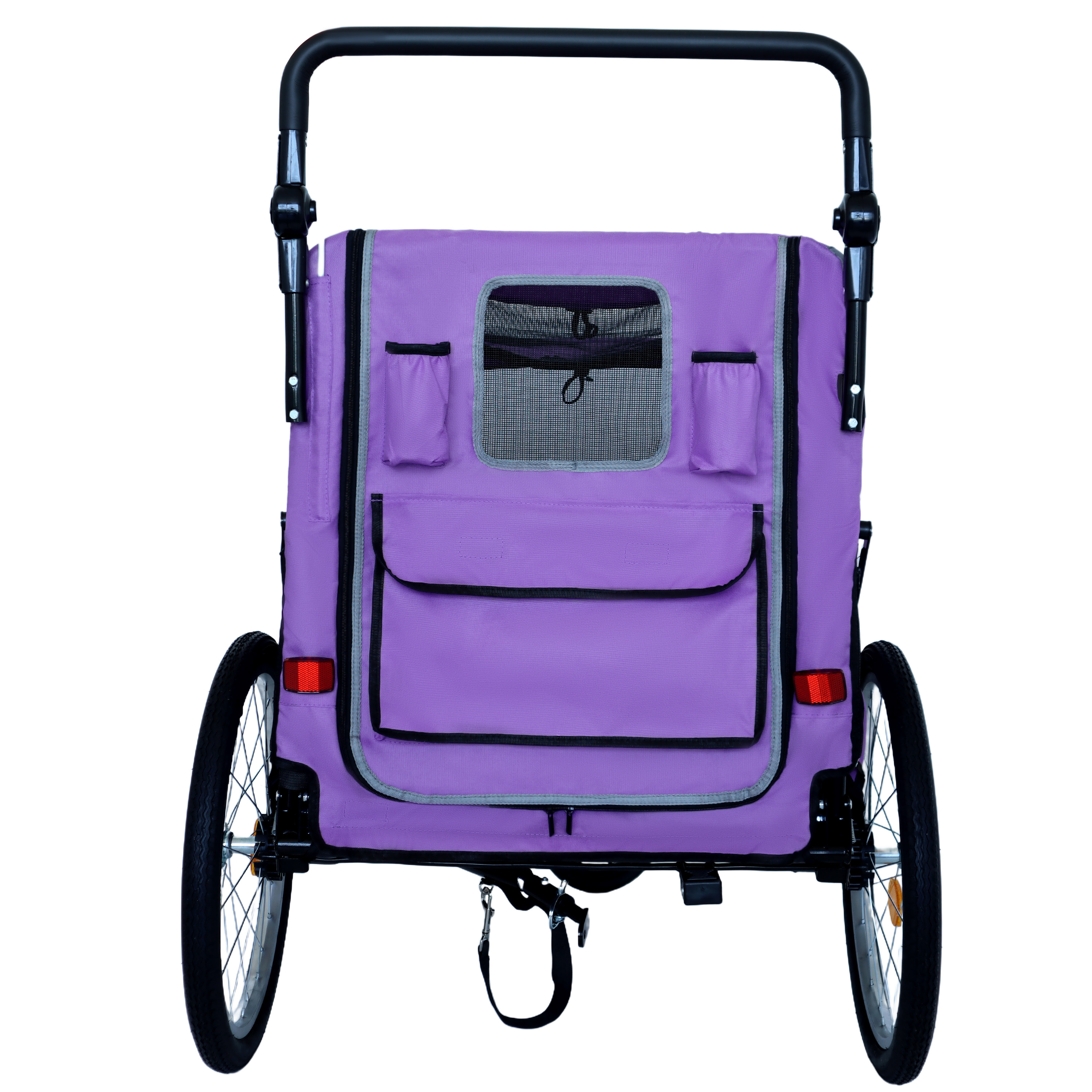 Remolque de Bicicleta y Carrito de Empuje 2 en 1 para Mascotas - Incluye Enganche de Bicicleta Desmontable y Mango de Empuje - Rueda de Liberación Rápida, Correa Interna, Doble Portavasos y Bolsa de Almacenamiento Inferior, Soporta Mascotas de Hasta 100 lbs — imagen 15
