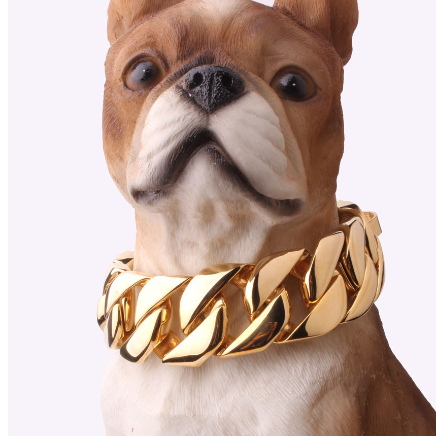 Stainless Steel Dog Collar Dog Necklace Gold Dog Chain Fierce Dog Castro Bully Doberman Bulldog Dog Chain — image 5