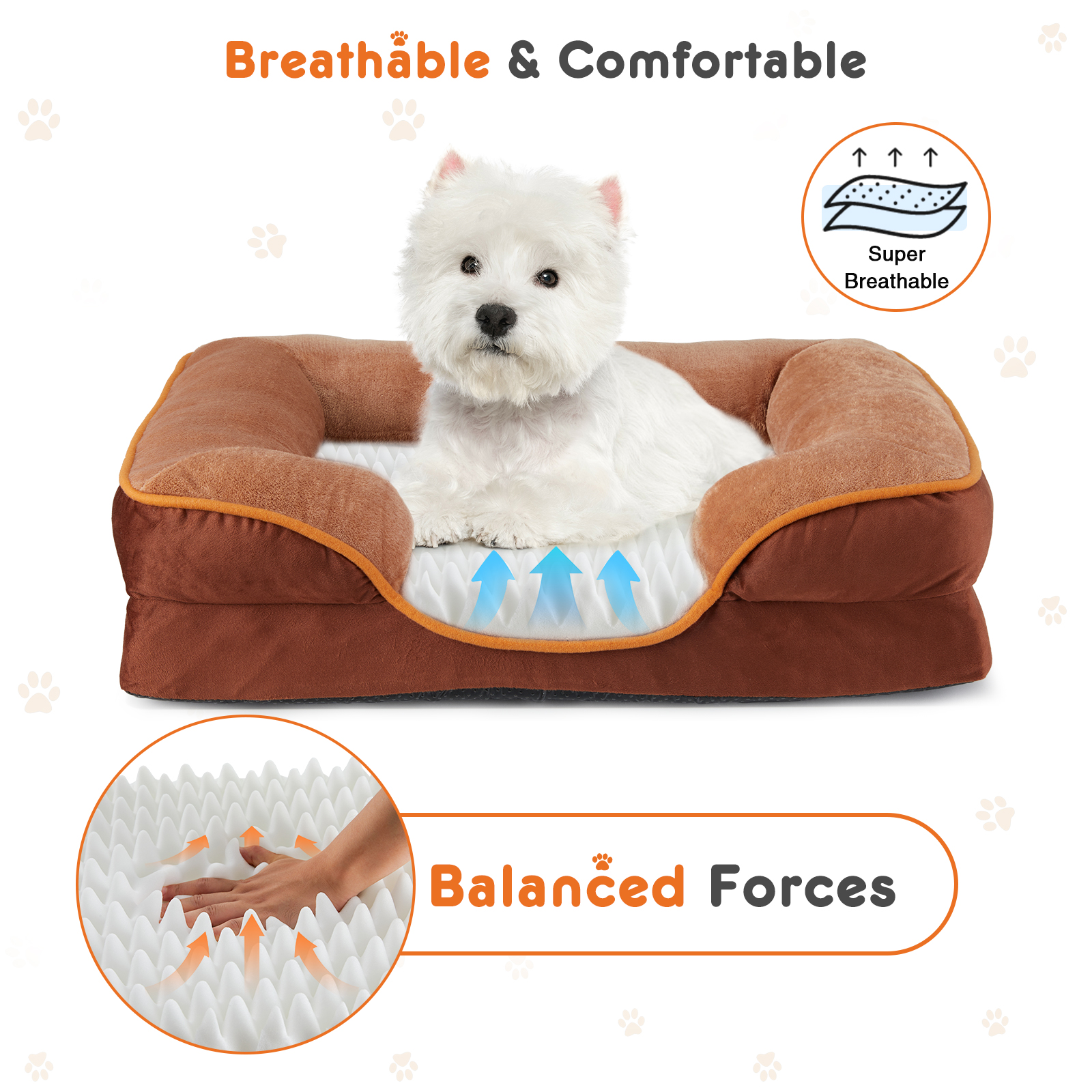 Memory Foam Pet Bed For Small Dogs & Cats With Washable Removable Cover Non-Slip Base Waterproof Liner — image 3