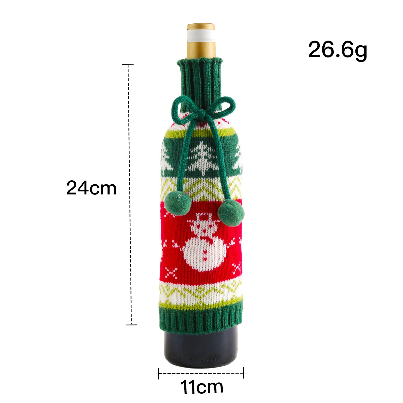 Hairball bow wine bottle set reindeer elderly man snowman knitted red wine set decorative gift ornament — image 4