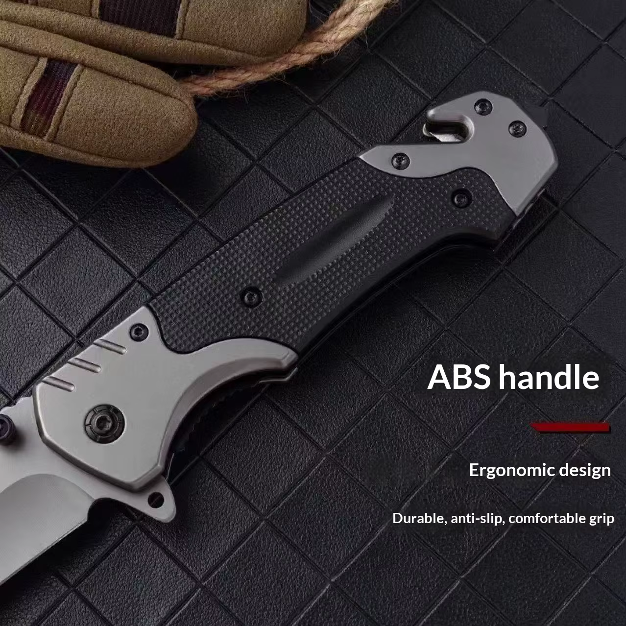 Portable Folding Pocket Knife, Stainless Steel Blade with Glass Breaker, G10 Anti-slip Handle, EDC Multi-tool for Camping Hiking — image 4