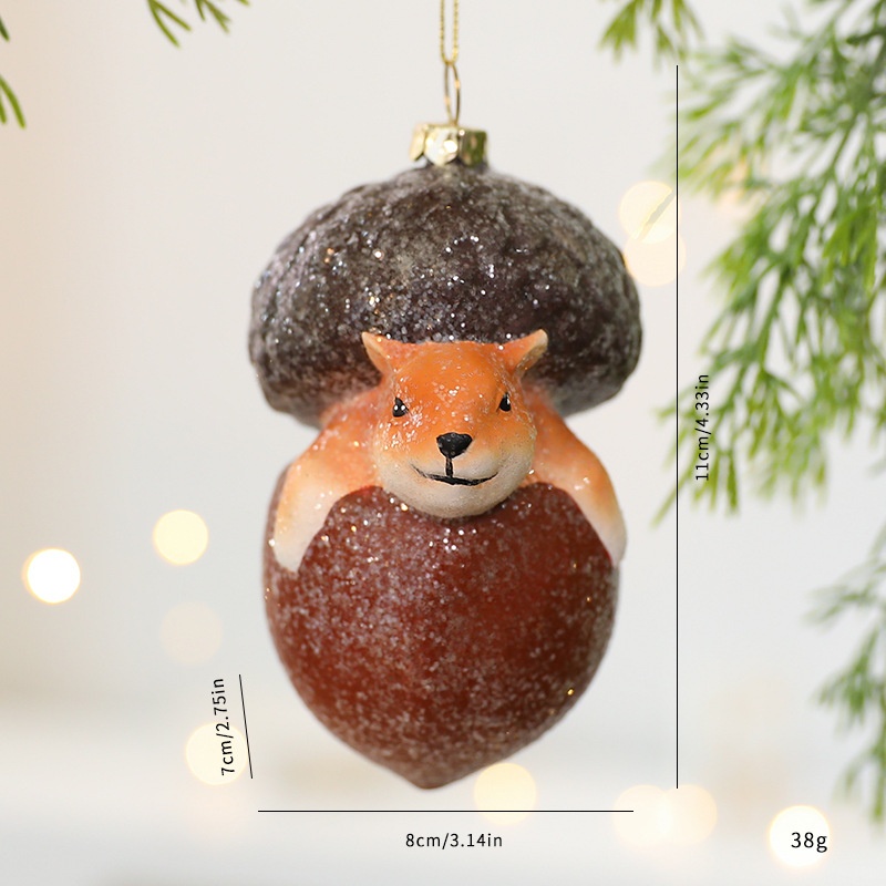 Decoración de Árbol Navideño con Zorro y Erizo Irregular - Bola de Colgar para Navidad — imagen 7