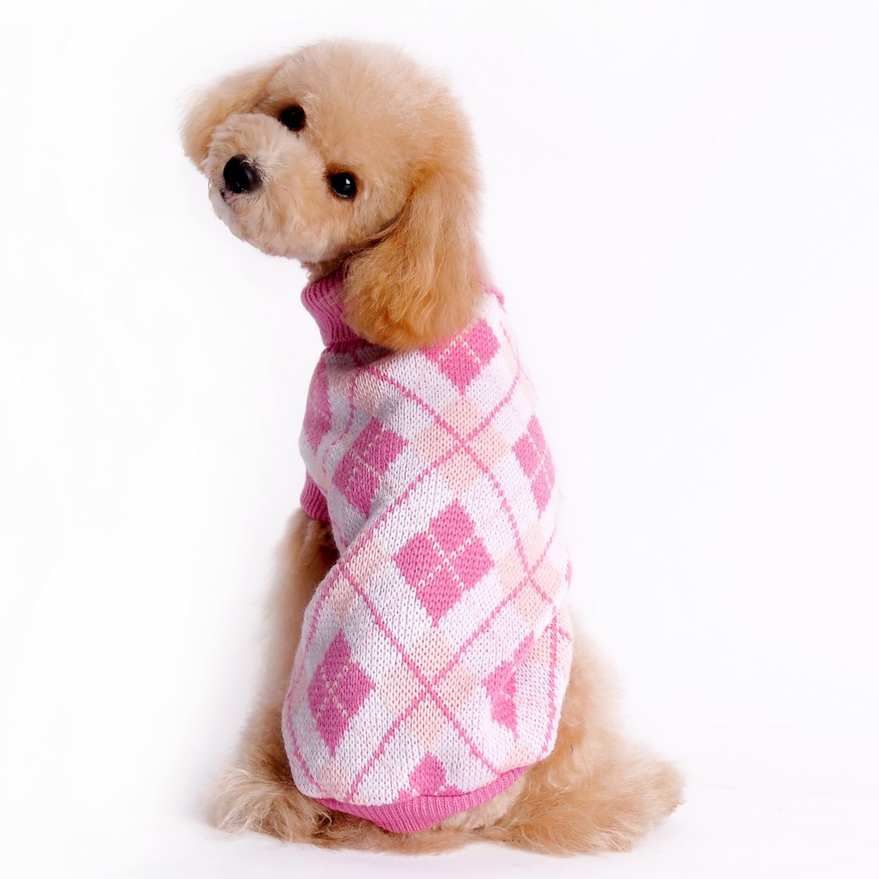 Ropa de Perro para Otoño e Invierno Sudadera Geométrica Rombo de Cuadrado Chaqueta de Lana para Mascotas Ropa de Teddy, Bichón, Poodle y Chihuahua — imagen 4