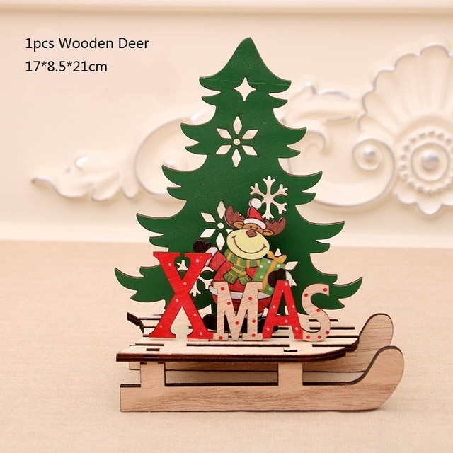 Pulseras y decoraciones de Navidad en madera con Santa Claus, renos y un ciervo para adornar el árbol de Navidad — imagen 11