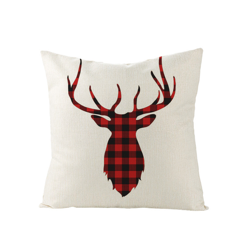 Christmas Pillow with Red Letter Elk Printed Cushion Cover and Linen Pillow Cover — image 7