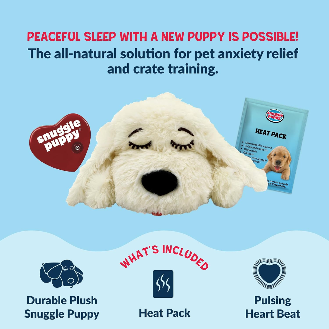 Peluche de Ritmo Cardíaco para Perros, Sentido Real de Latigazo Cardíaco, Ayuda al Sueño y Consuelo para Cámaras de Compra y Entrenamiento en Casa con Paquete de Calor, Diseño Plush Crema Suave — imagen 3