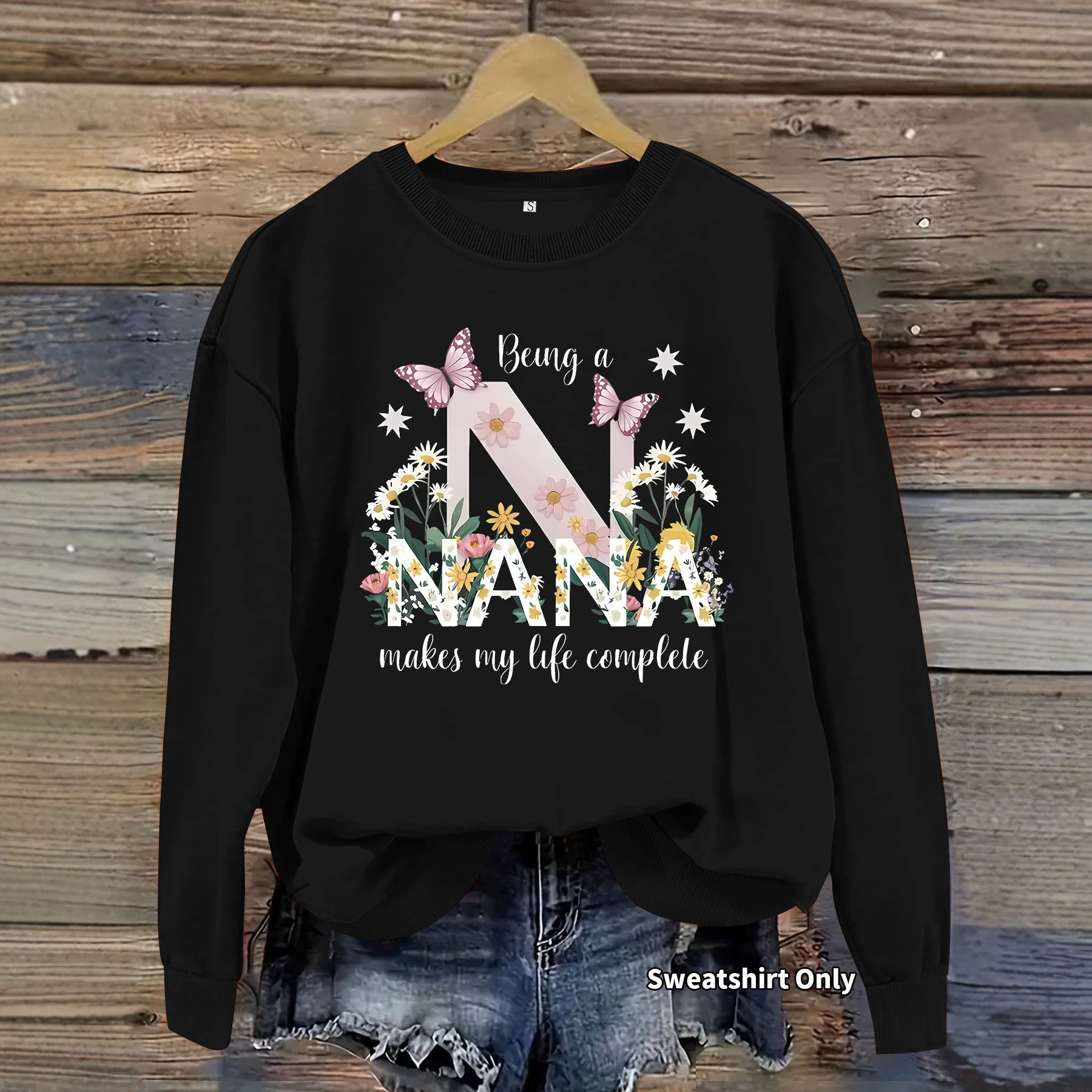 Butterfly printed long sleeved fleece sweatshirt — image 3