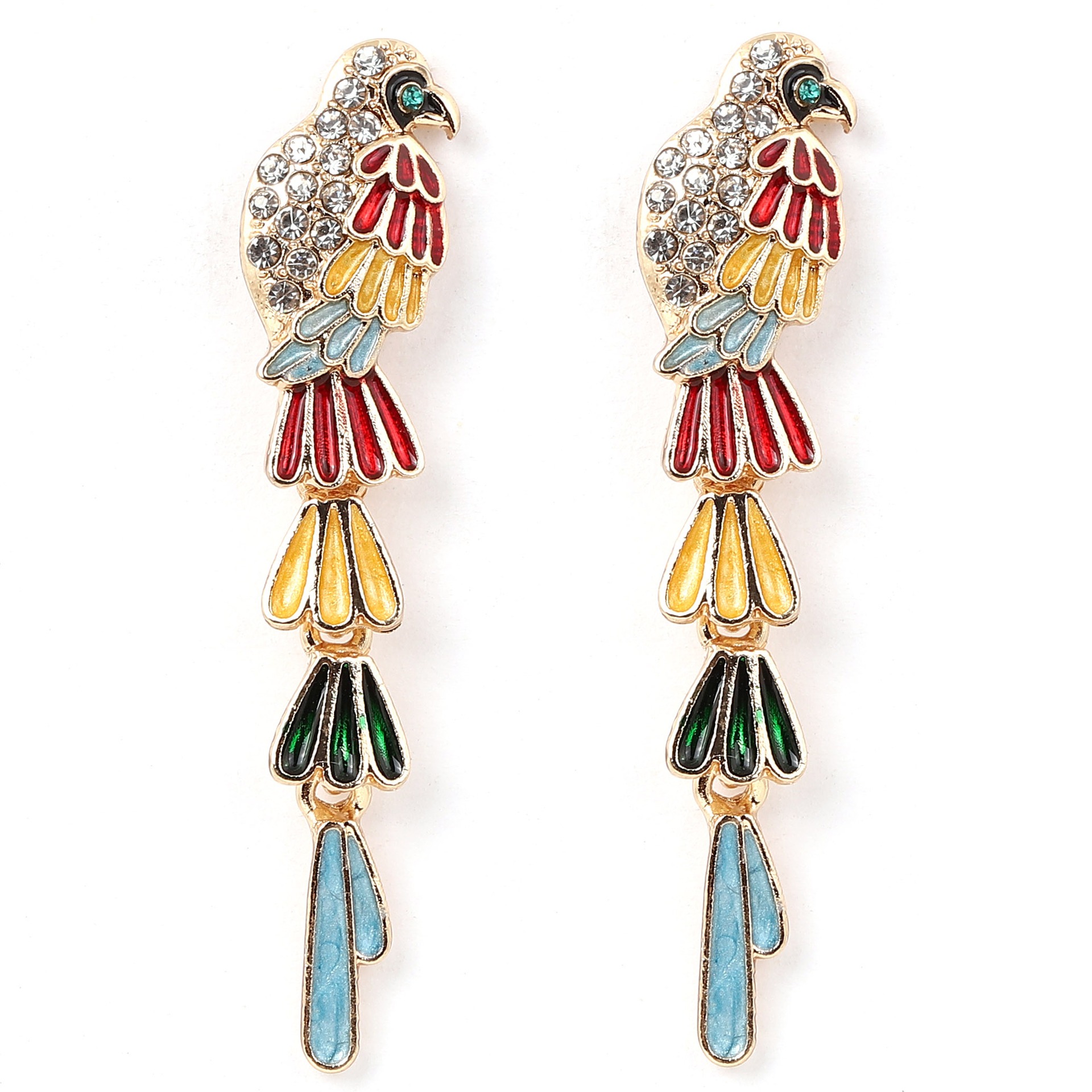 Pulseras de Colgantes en Forma de Pájaros Coloridos con Gotas de Aceite Retro, Modestas y Elegantes Con Combinación de Diamante Incrustado en Aleación para Mujer — imagen 1