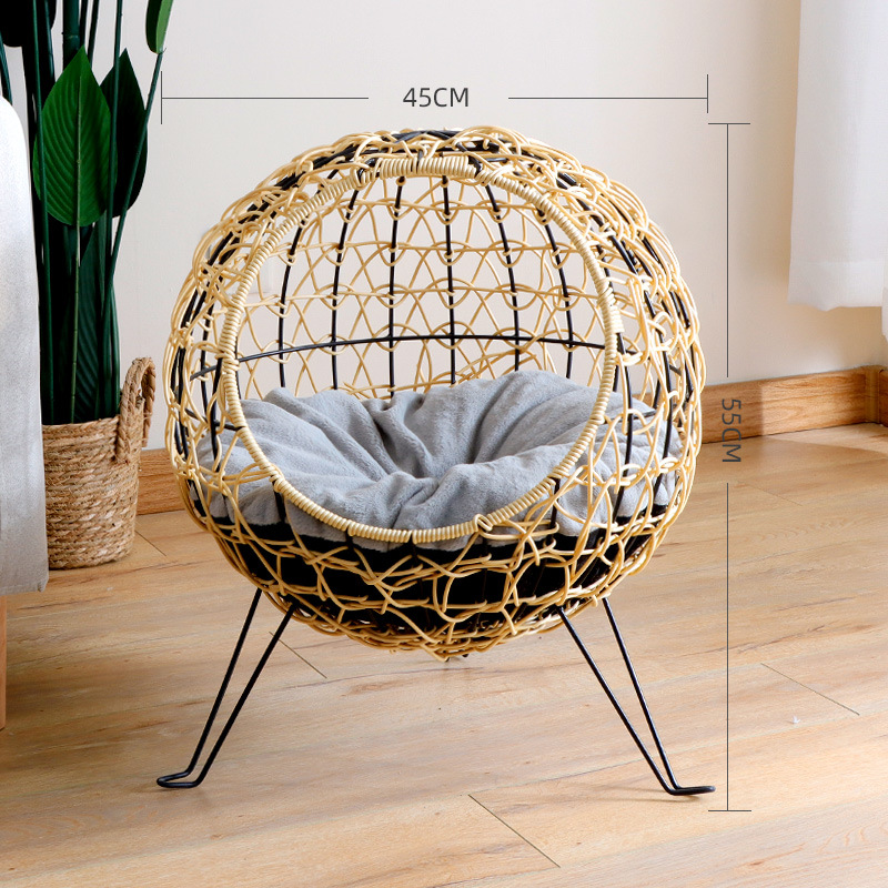 Cama para Gatos de Imitación Rattán Térmica Semi-Cerrada Universal Limpiable para Todo el Año — imagen 4