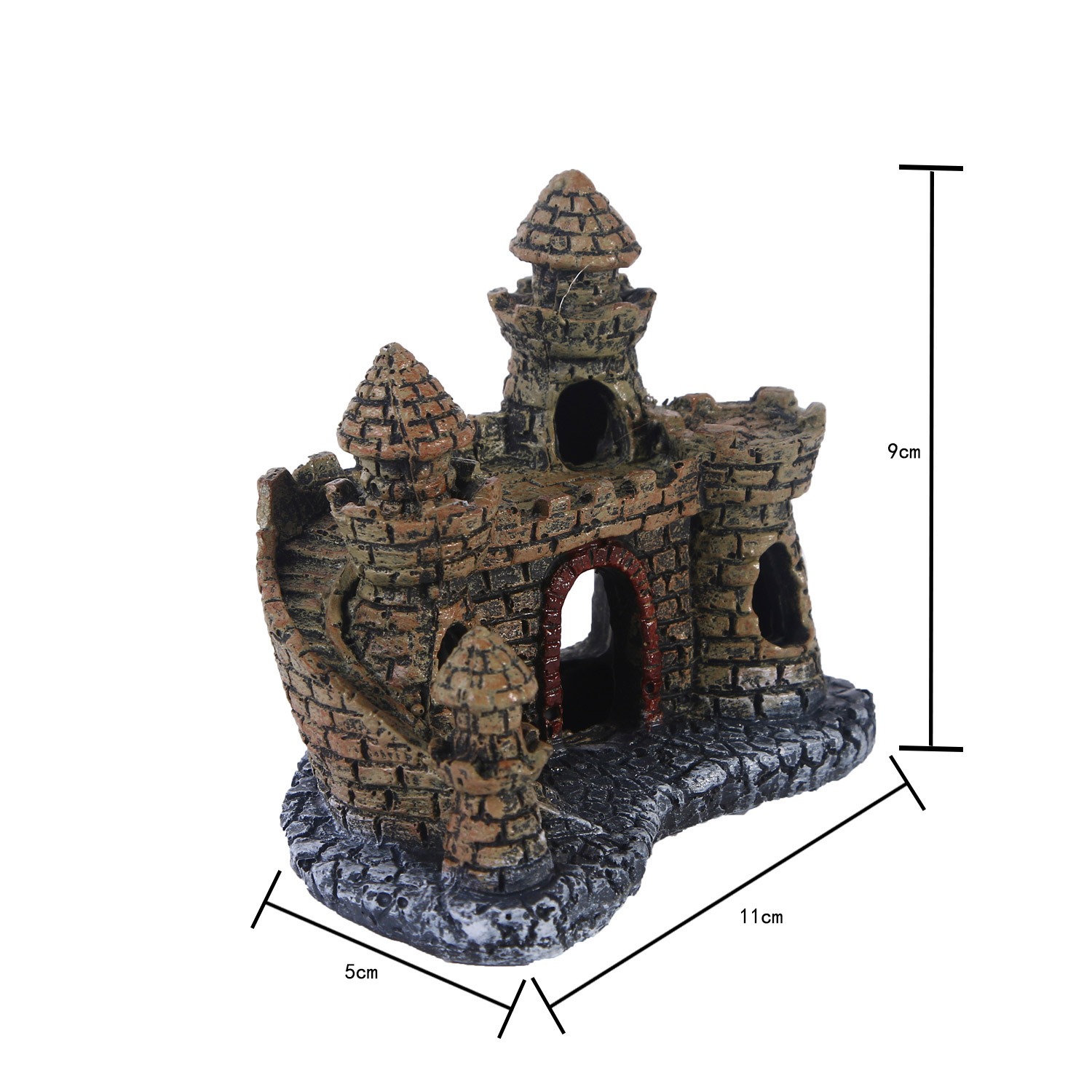 Decoraciones de resina para acuario con paisaje de hierba y castillo — imagen 2