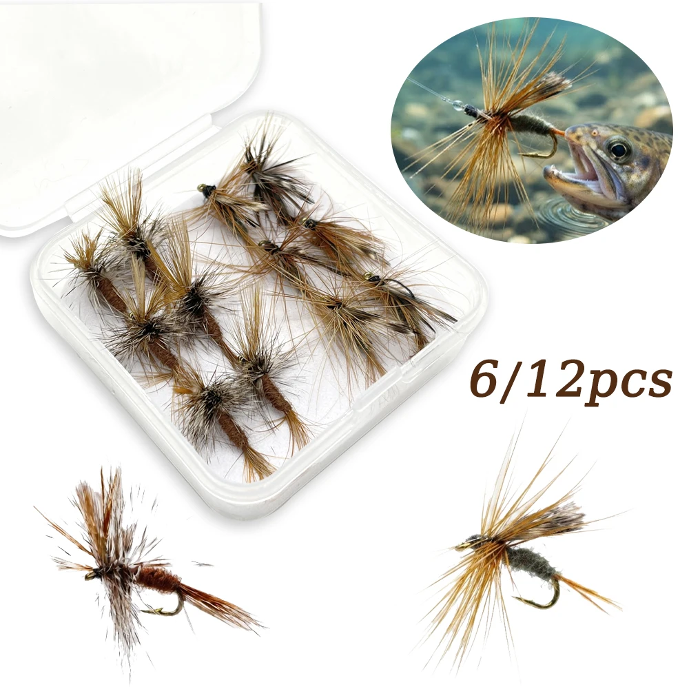 6/12pcs Outdoor Simulation Fly Fishing Lures Set, Artificial Feather Baits, Stream Freshwater Trout and Minnow Fishing Lures — image 1