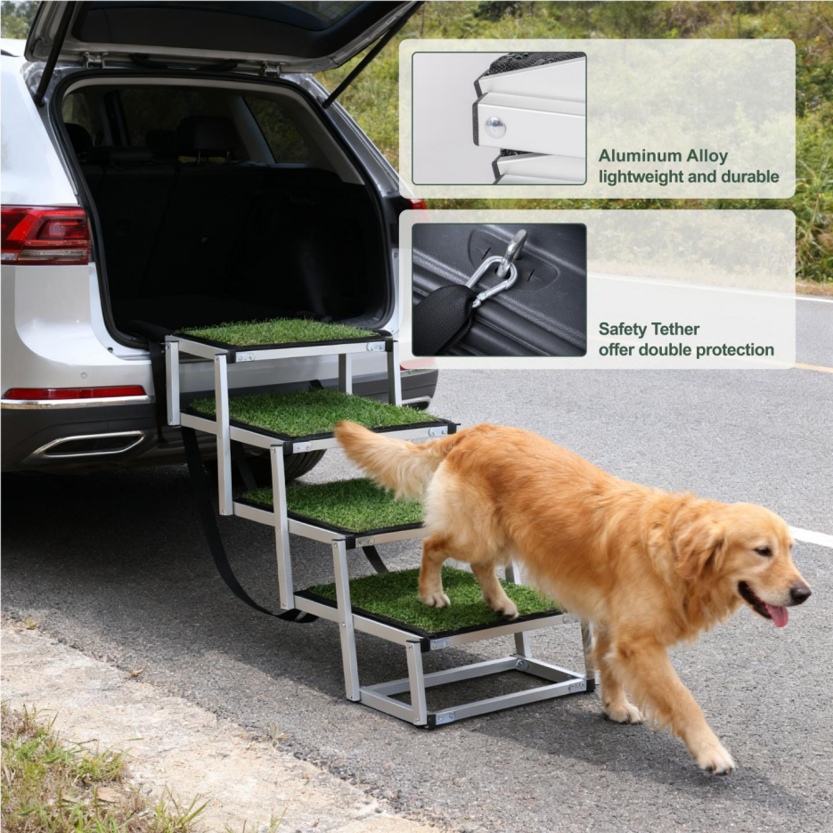 Foldable Dog Ramp For Cars, SUVs, Trucks, Portable Pet Dog Stairs For Large Dogs With Non-Slip Surface & Reinforced Design, Lightweight Yet Sturdy Supports Up To 250lbs — imagen 4