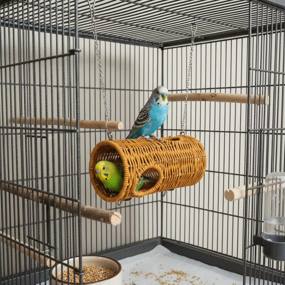 Decorative Bite Resistant Woven Bird Nest Ventilated Durable Bird Cage Hammock Cooling Hanging Hammock Bed Bird Breeding — image 4