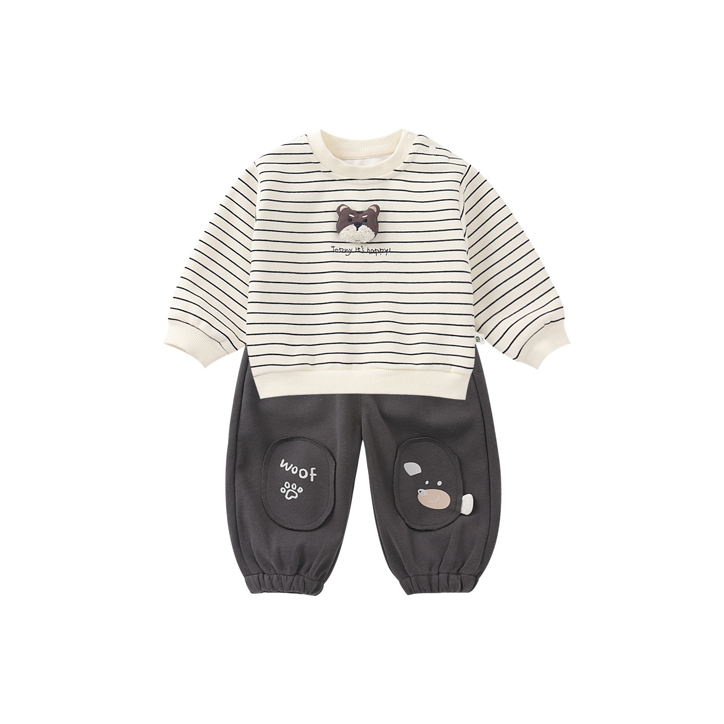 Baby Bear Knit Sweatshirt and Sweatpants Casual Two-Piece Outfit — image 2