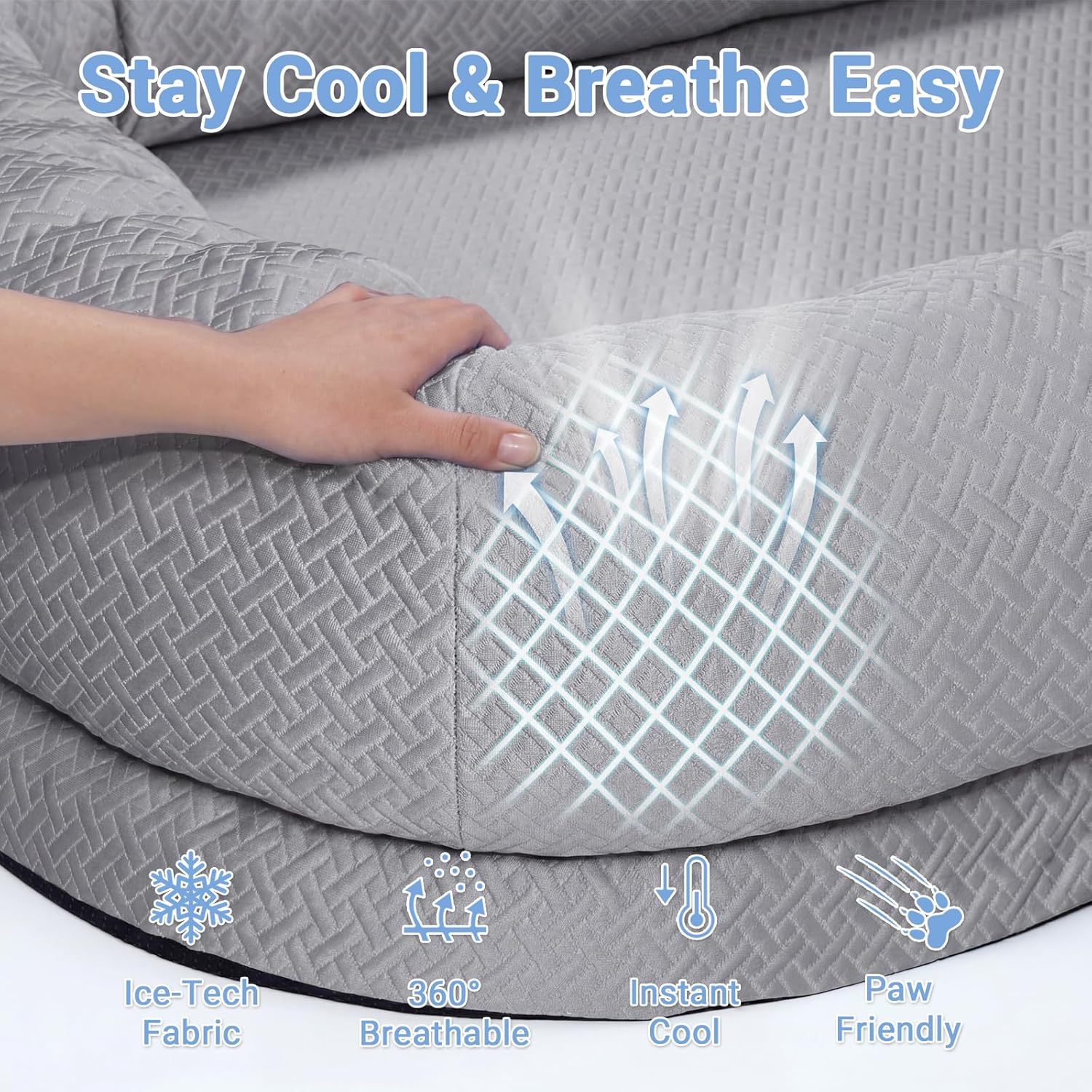 Manta de Enfriamiento para Perros y Humanos - Silla de Piso Transitable, 72'' x 41'' x 12'', Gris Glaciar: Perfecto para Descansar en Verano — imagen 2