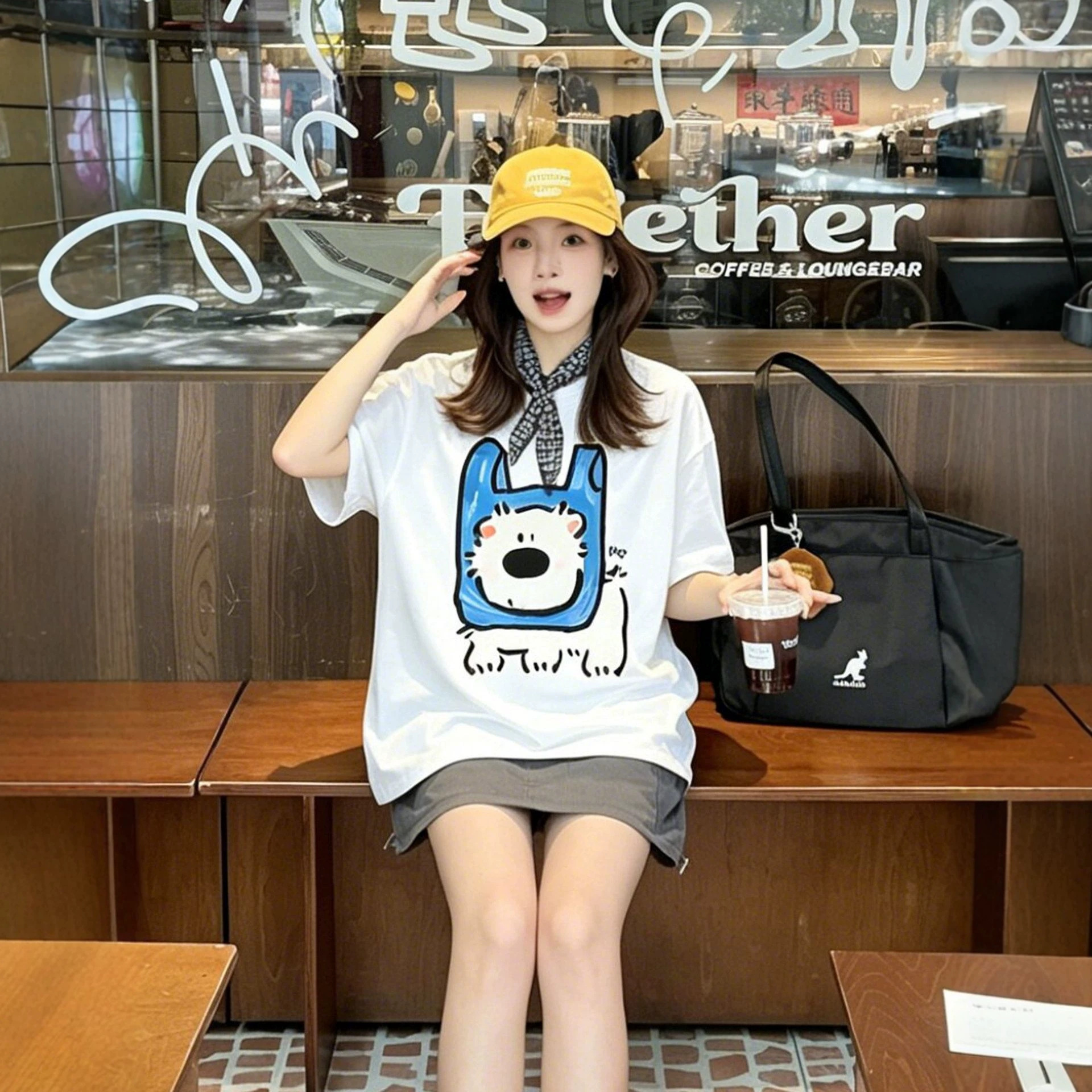 Dog Print Cotton Short Sleeve T-Shirt Unisex Loose Casual Couple Top — image 3