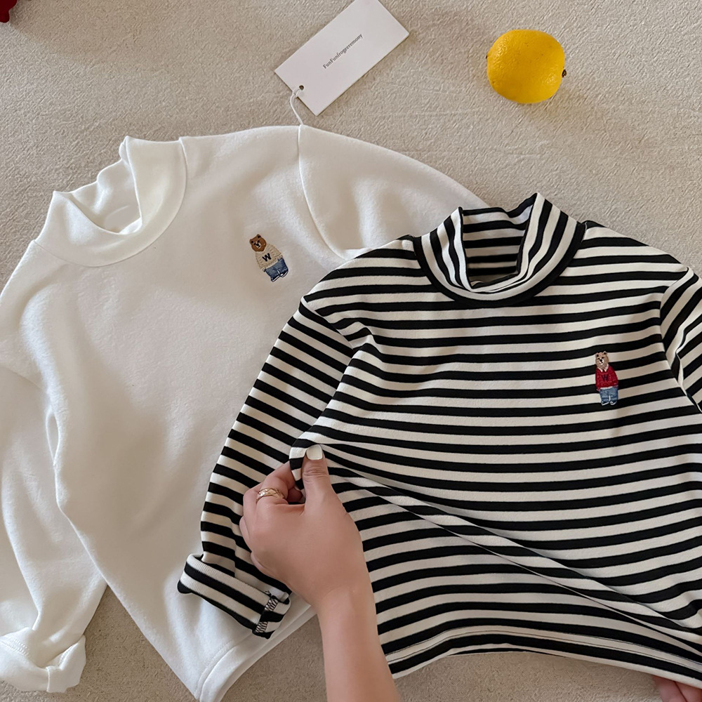 Blend Children's Thermal Underwear Bear Embroidery Fun Warm Stretch Kids Long Sleeve T-Shirt — image 5