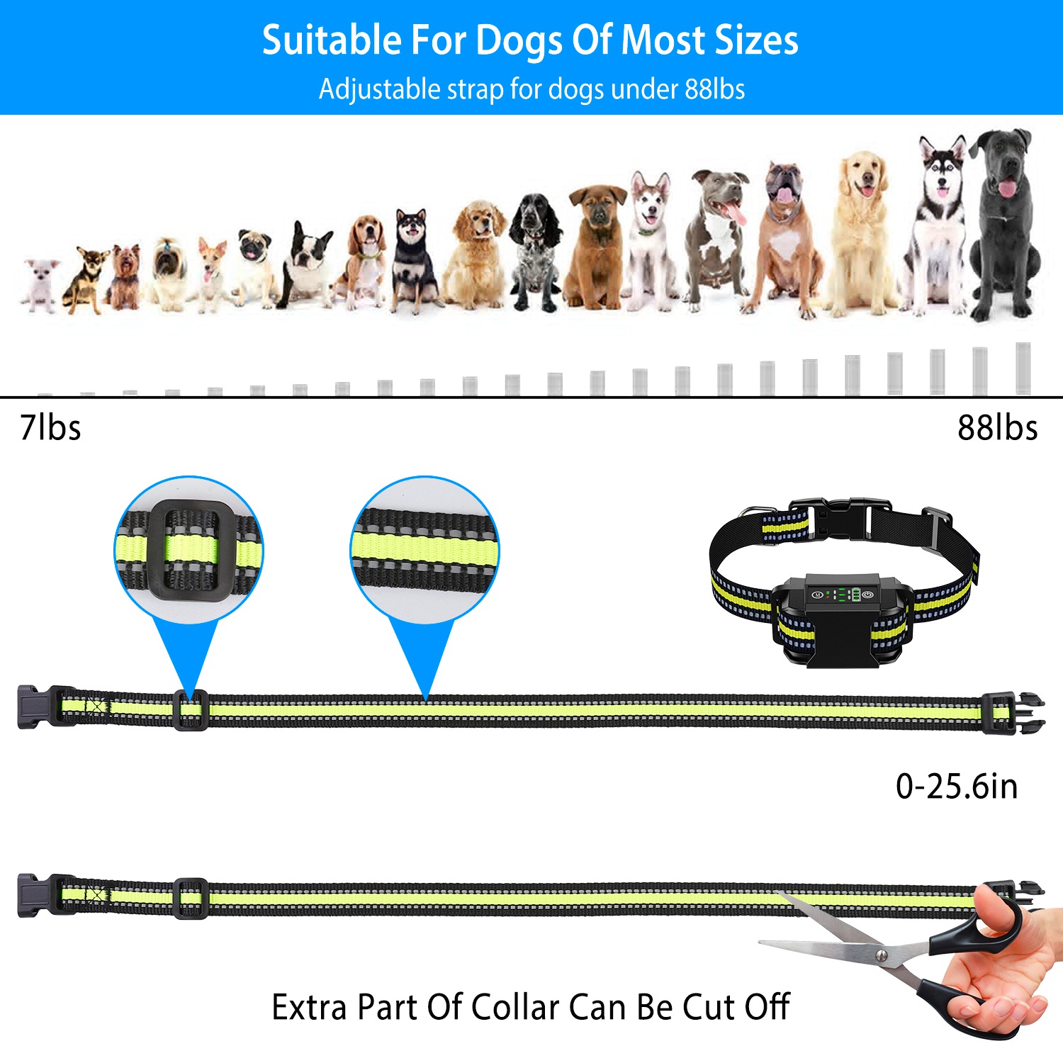 Collar de Silbido para Perros Rechargeable Impermeable Silbido Vibración Estímulo Estático Parada Automática de Ladridos Identificación Inteligente con 6 Modos de Intensidad Doble — imagen 8