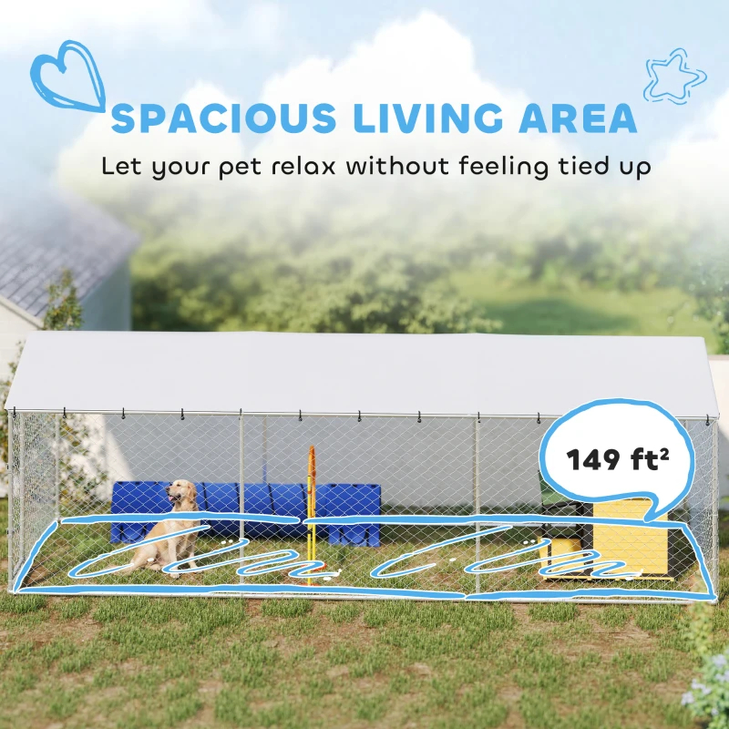 20' X 7.5' X 6.5' Dog Kennel Outdoor For Small Medium Large Dogs With Waterproof Roof, SilverMultiple Packages — imagen 2