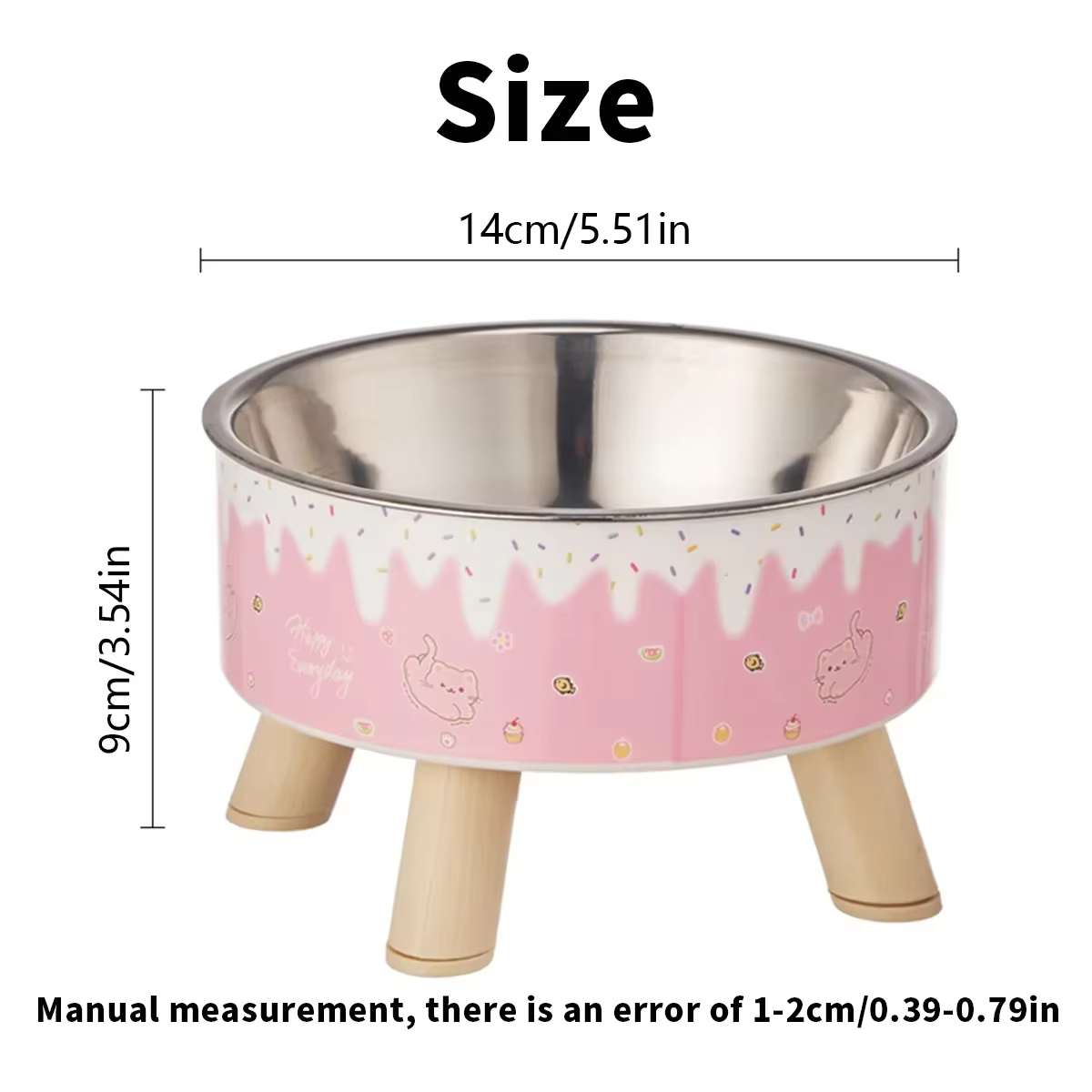 Tazón de Alimento para Mascotas con Soporte Cervical y Doble Piso - Diseño de Helado en 3D, Acero Inoxidable con Reducción de Derrames para Gatos y Perros — imagen 6