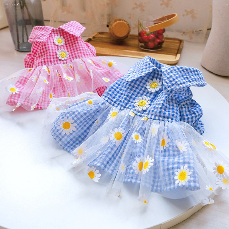 Vestido de verano para perros, falda princesa, teddy, rejilla, vestido Pettiskirt, ropa para mascotas, disfraz de cachorro, ropa de primavera para mascotas — imagen 2