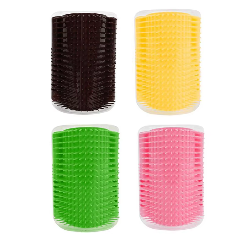 Pet cat scratcher and fur brush with wall corner toy for entertainment a must-have for hair removal and itching — image 2
