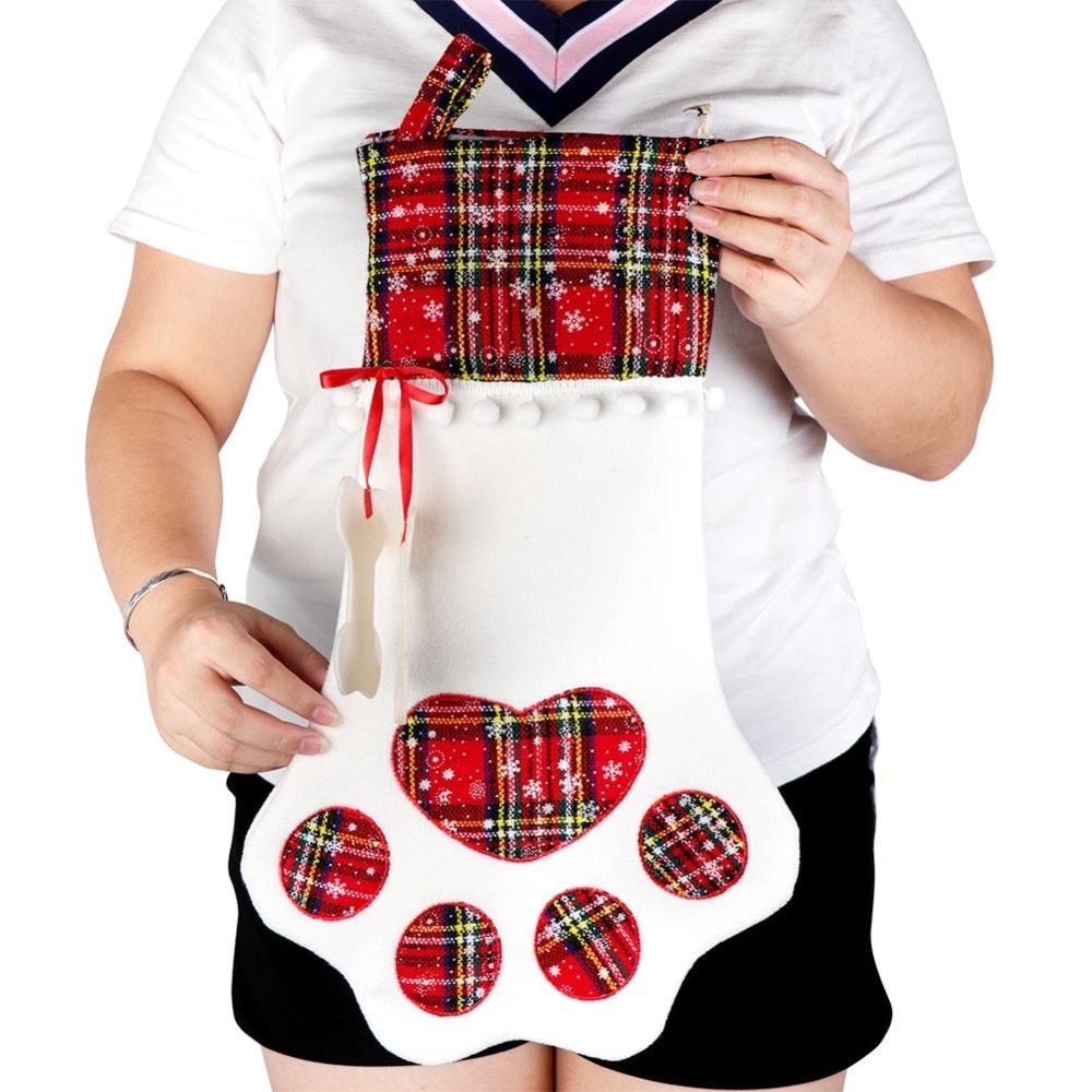 Bolsa de Regalo Plaid para Navidad y Año Nuevo para Mascotas Perros Gatos Decoraciones de Árbol de Navidad — imagen 3