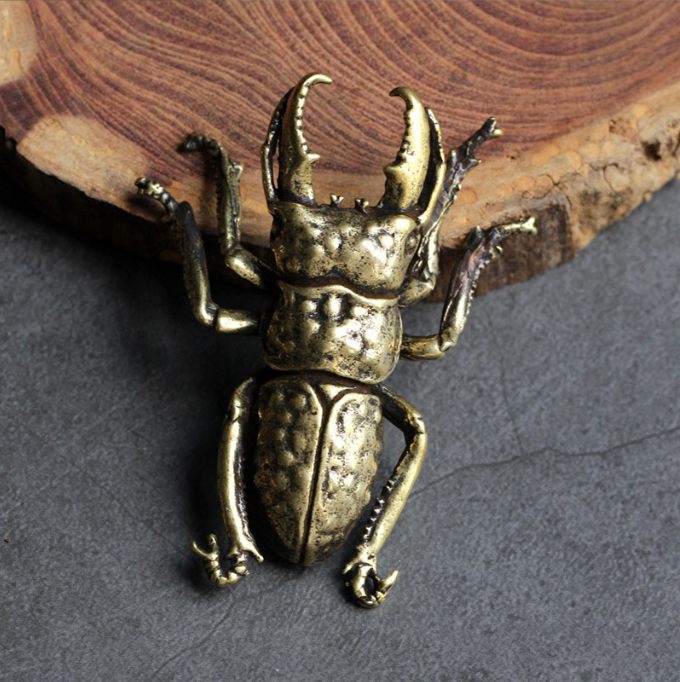 Solid pure brass office desktop small ornaments Beetle insect tea pet jewelry handicrafts gifts hand toys — image 3