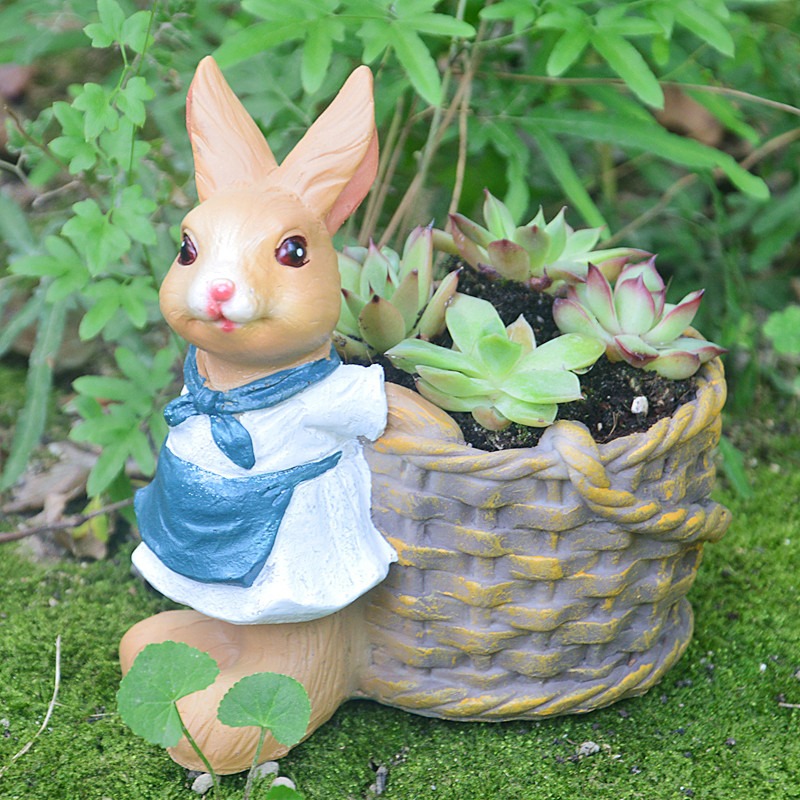 Succulent plant small flower pot rabbit flower pot resin ornament — image 4