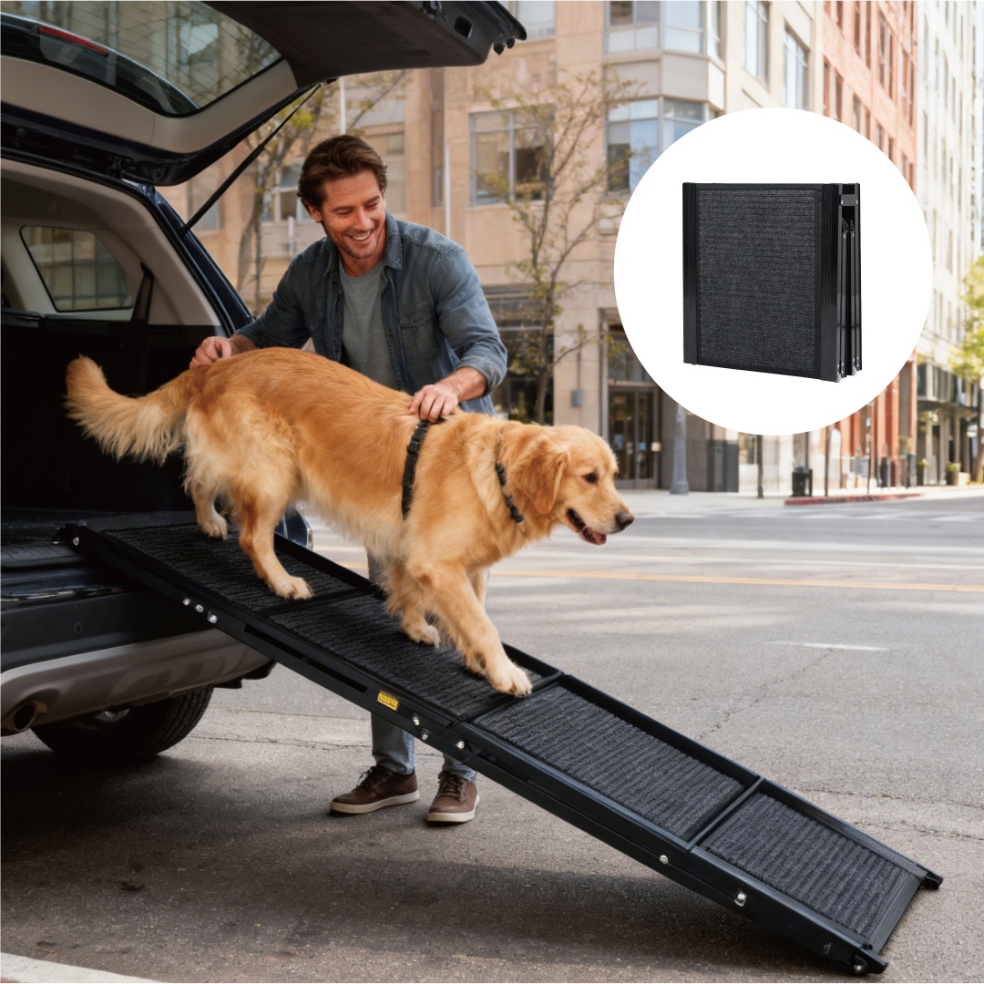 Dog Ramp For Car 65x17 Large Folding Pet Stair Ramps For Truck, SUV, With Non-Slip Surface, Up To 250LBS, Outdoor Dog Car Ramp For Medium Large Dogs, Portable Pet Steps — imagen 6