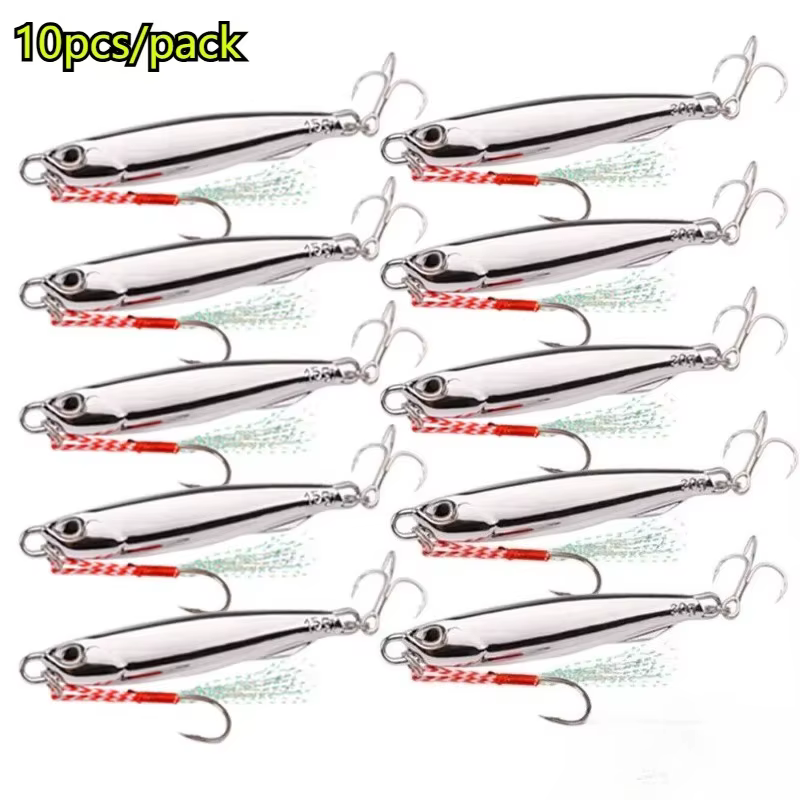 10pcs/pack Fishing Metal Jig Lures 20g 30g 40g Plating Silvery Metal Jig Lure Fishing Bait Fishing Lure Saltwater Bass Tackle — image 2