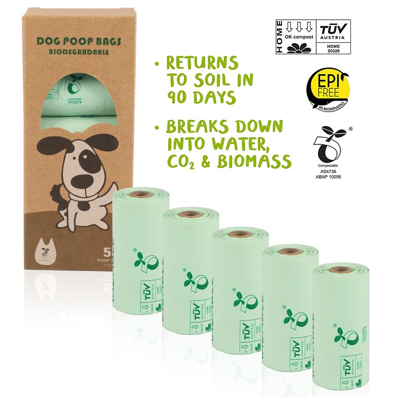 Bolsa de limpieza para mascotas biodegradable hecha de maíz PLA PBAT rollo reutilizable — imagen 2