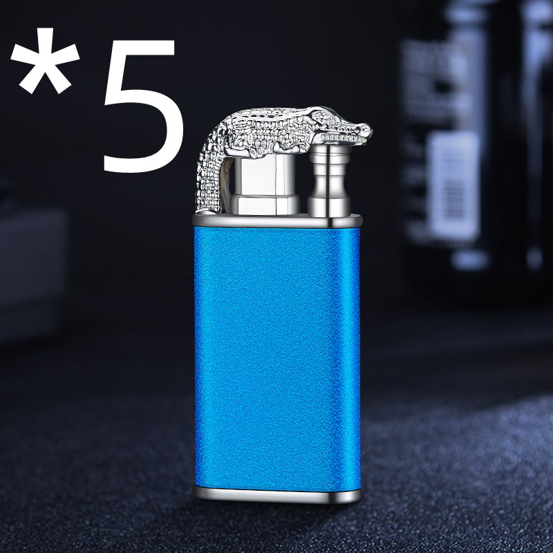 Creative Blue Flame Lighter Dolphin Dragon Tiger Double Fire Metal Winproof Lighter Inflatable Lighter — image 49