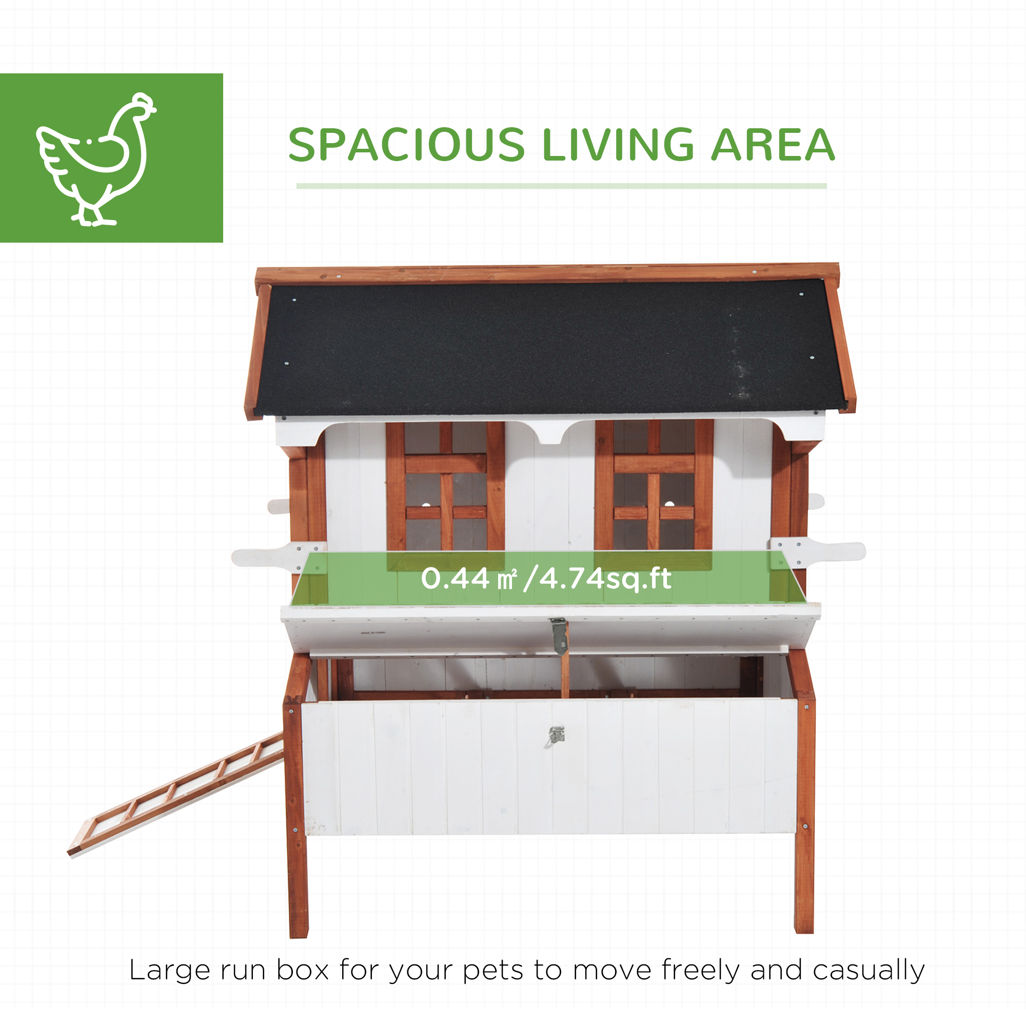 Cooper de Pollos Portátil para 3-5 Gallinas, Caja de Huevo con Techo Impermeable y Manijas para Jardín — imagen 3