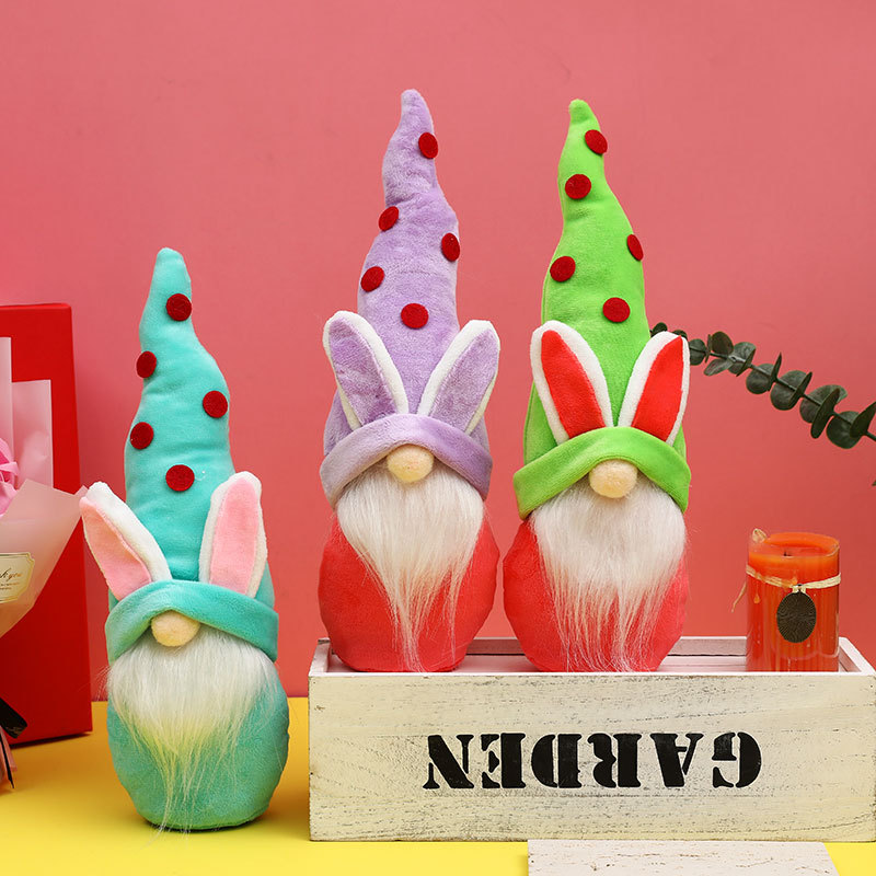 Home Decor Easter Ornaments Pointed Hat Cute Rabbit Faceless Doll Gnome Doll Ornament — image 3