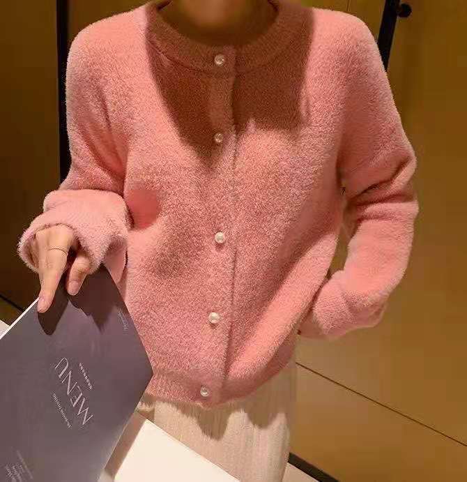 Plush pearl button imitation mink fur short jacket for women — image 8