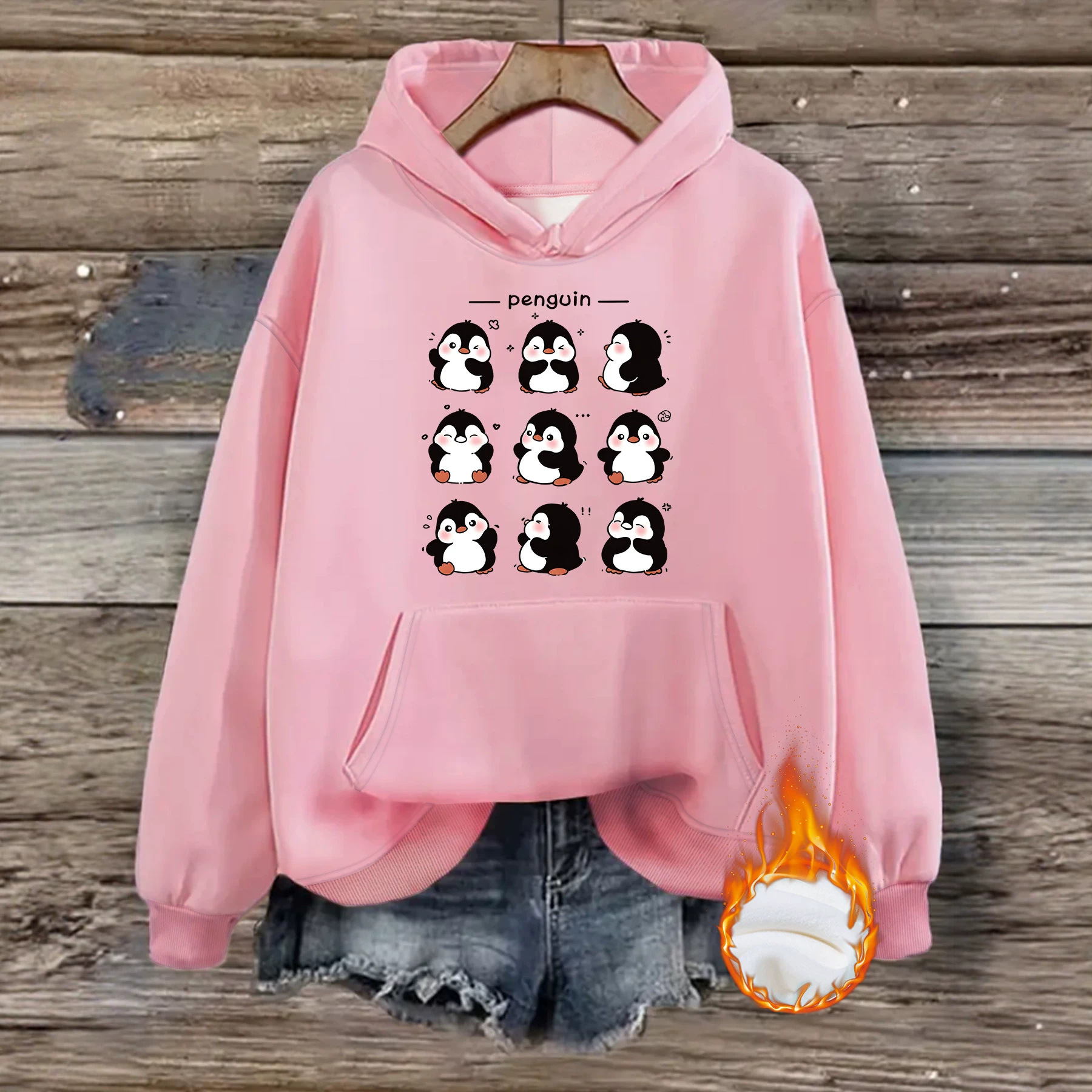 Penguin print hooded sweatshirt — image 5