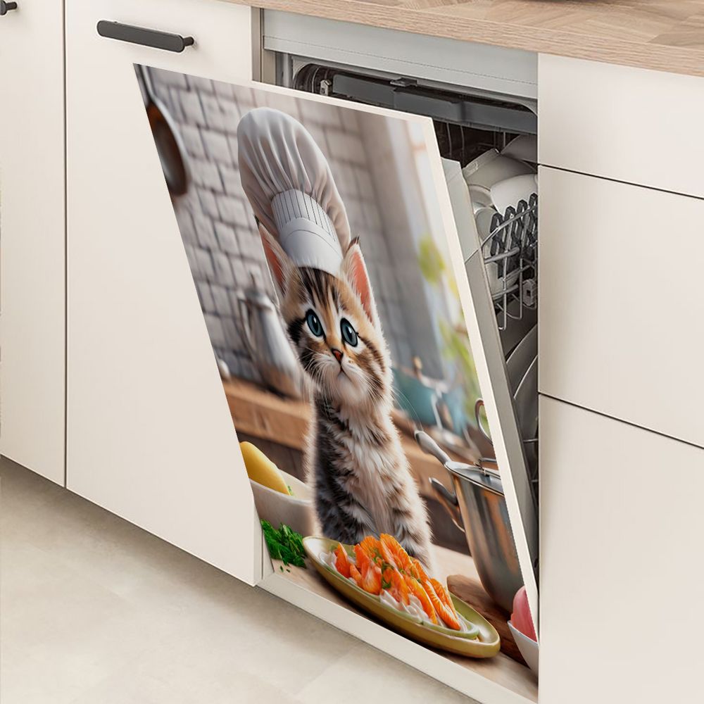 Cubierta Magnética 2D Plana para Puerta de Lavavajillas con Temática de Gato Chef, Adecuada para Lavavajillas, Refrigeradores, Etc. - Fácil de Limpiar — imagen 12