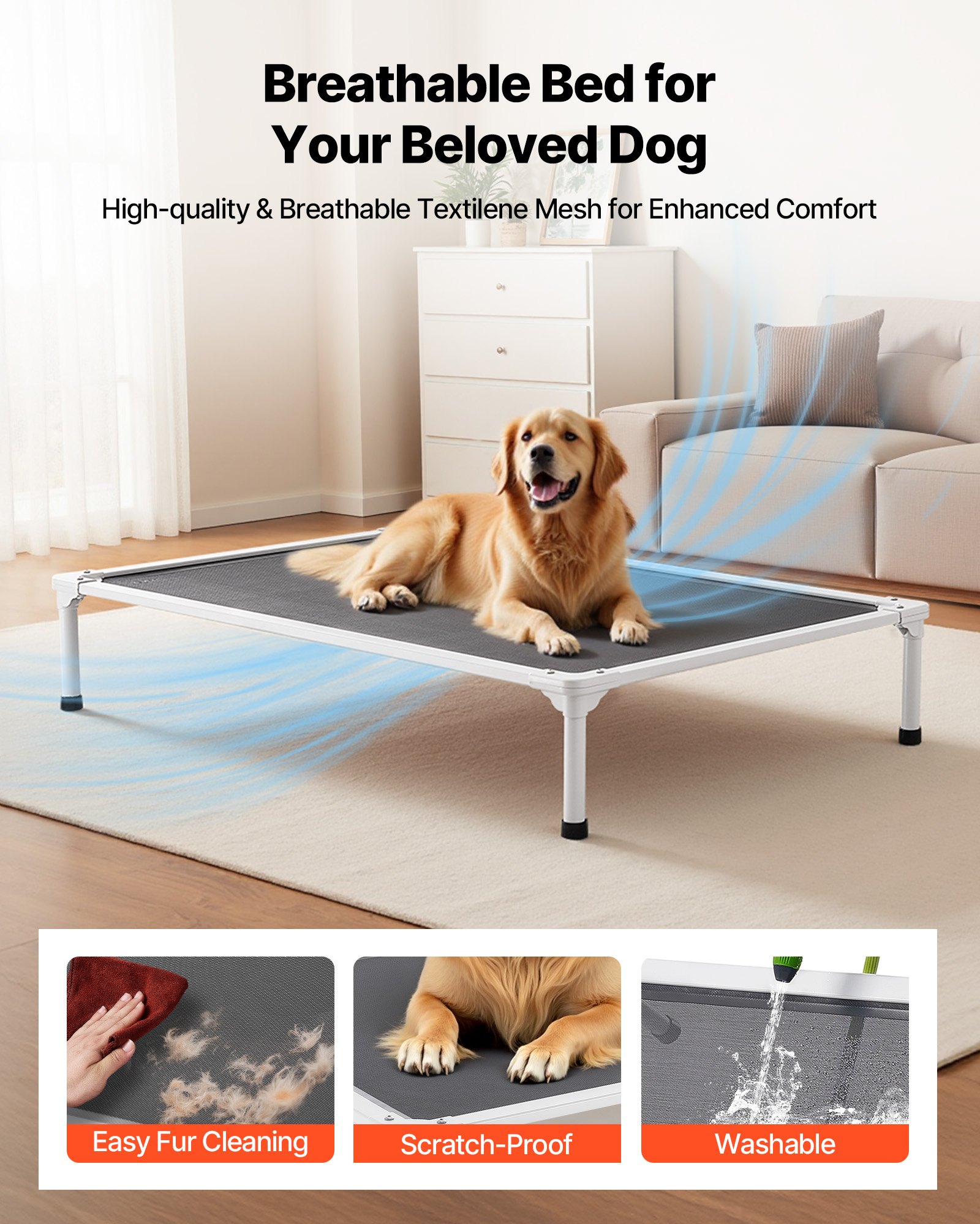 Cama Elevada para Perros Grandes - Cuna Portátil con Malla Teslin XL — imagen 4