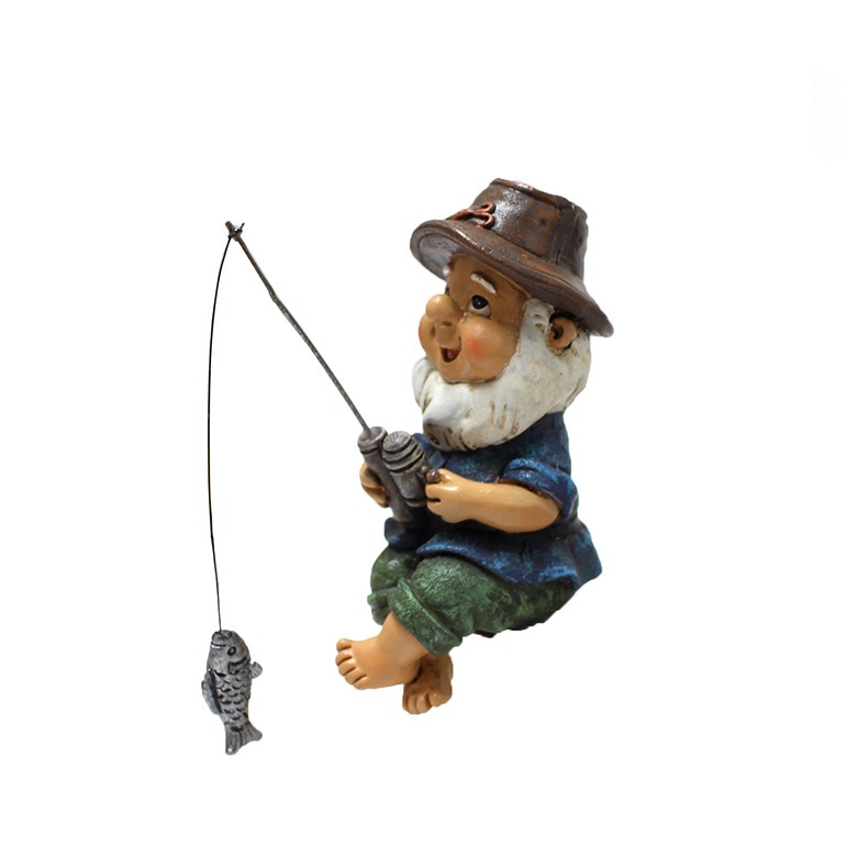 Fishing Dwarf Resin Doll Landscape Flower Pot Resin — image 1