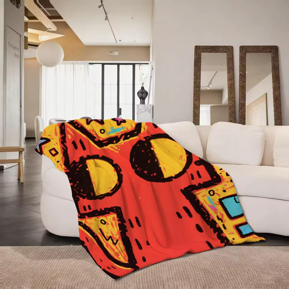 Manta de Franela Suave con Ilustración de Gato Estilo Graffiti Artístico, Ideal para Sofá, Sala y Dormitorio — imagen 5