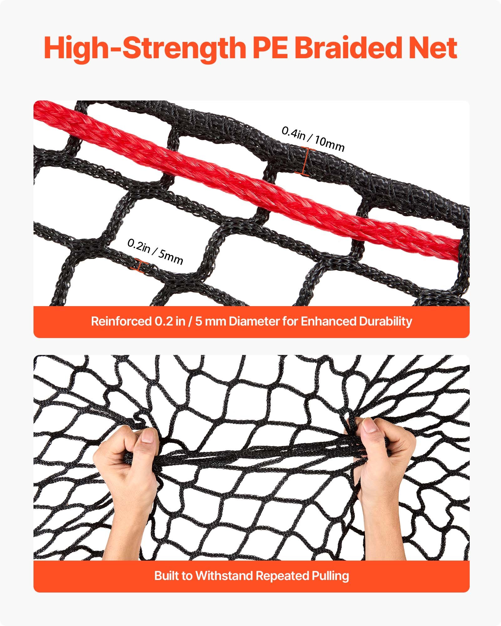 Reductor de Redes de Feno de Redonda 4.92 x 4.92 x 4.92 pies, Malla de 1.5 pulgadas, Material PE Premium, Diseño Sin Nudos, Con Cintas de Zip, Cabina de Aguja y Bolsa de Reparación, Reductor Lento de Feno para Caballos — imagen 4