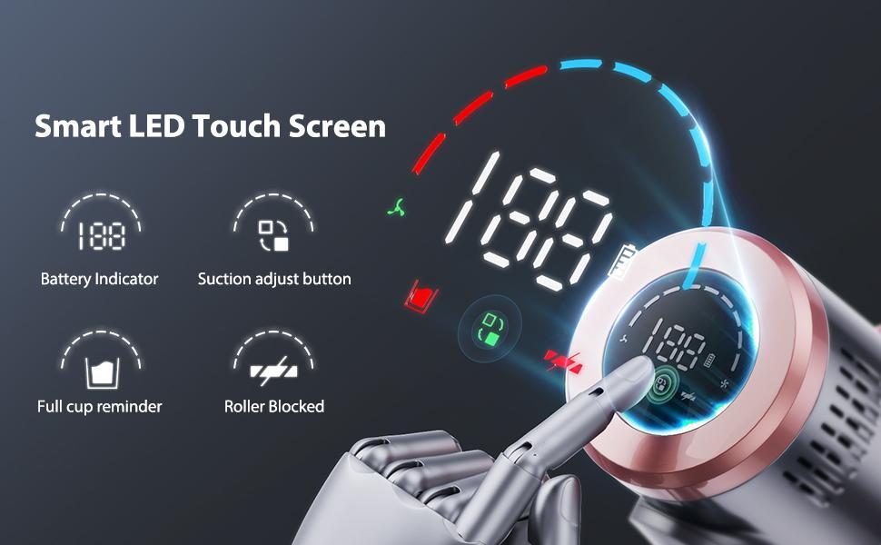 Aspiradora de mano inalámbrica para pelo de mascota con 45KPa de potente succión, pantalla táctil LED, 60 minutos de batería, ligera para el hogar — imagen 9