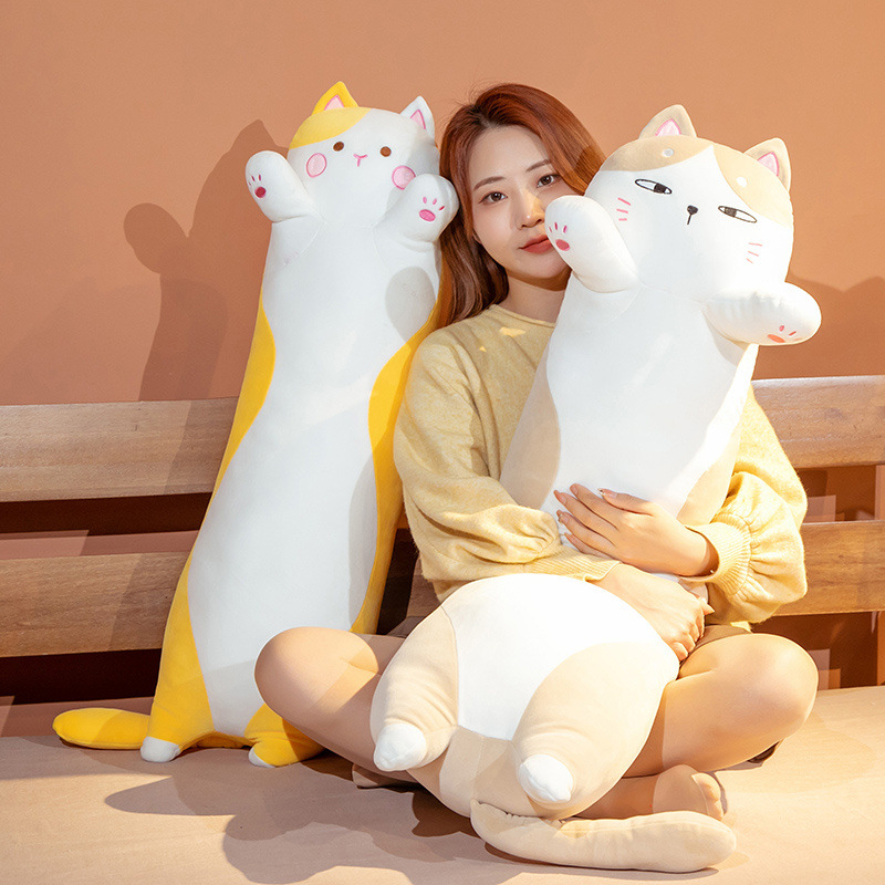 Japanese Chubby Cat Plush Toy Doll Cute Cat Pillow Children Bed Long Pillow Doll — image 4