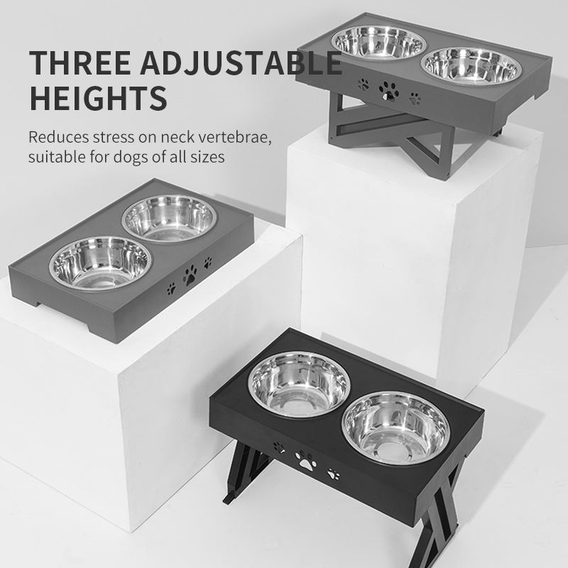 Pet Bowl Dog Bowl Pet Feeder Bowl Stainless Steel Bowl Folding Lifting Table Bowl — image 3